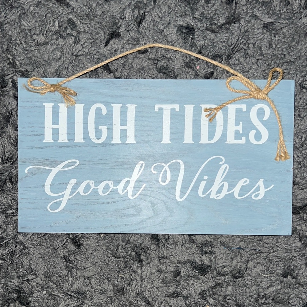 Coastal Blue and White Wall Art - High Tides Good Vibes